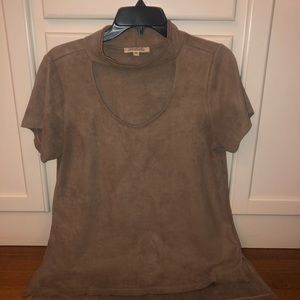 Faux suede top